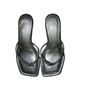 ASOS Black Vegan Leather Square Toe Kitten Heel Mules Size 6